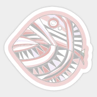 Mazipoodles New Fish Head Leaf White Gray Coral Distressed Sticker